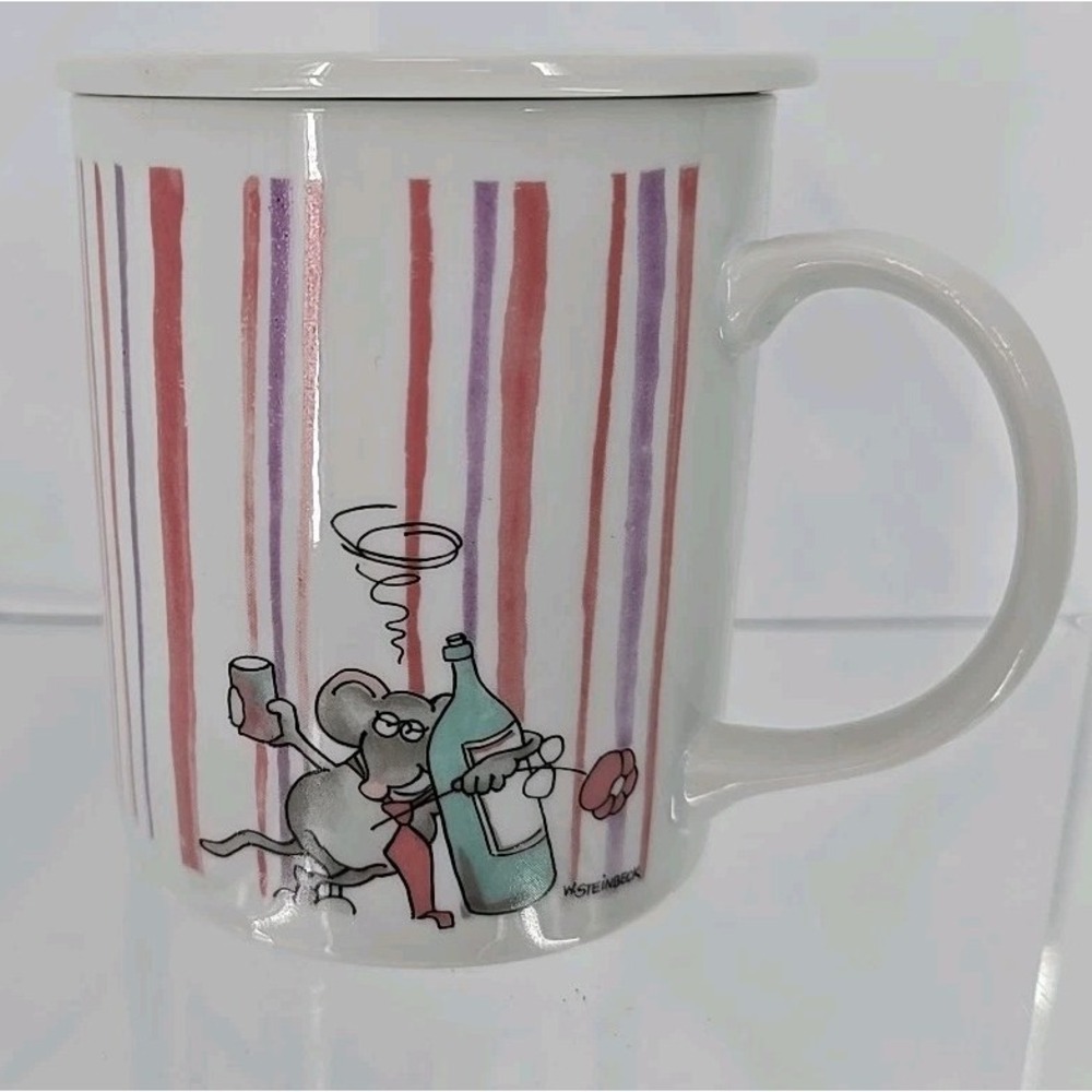 W. Steinbeck for‎ the Toscany Collection Lidded Mug Wine Drunken Mouse Stripes
